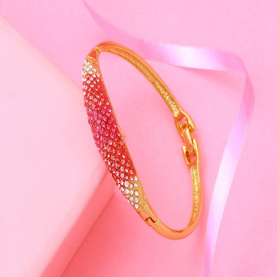 Estele Gold Plated Pink Crystal Cuff Bracelet  for women