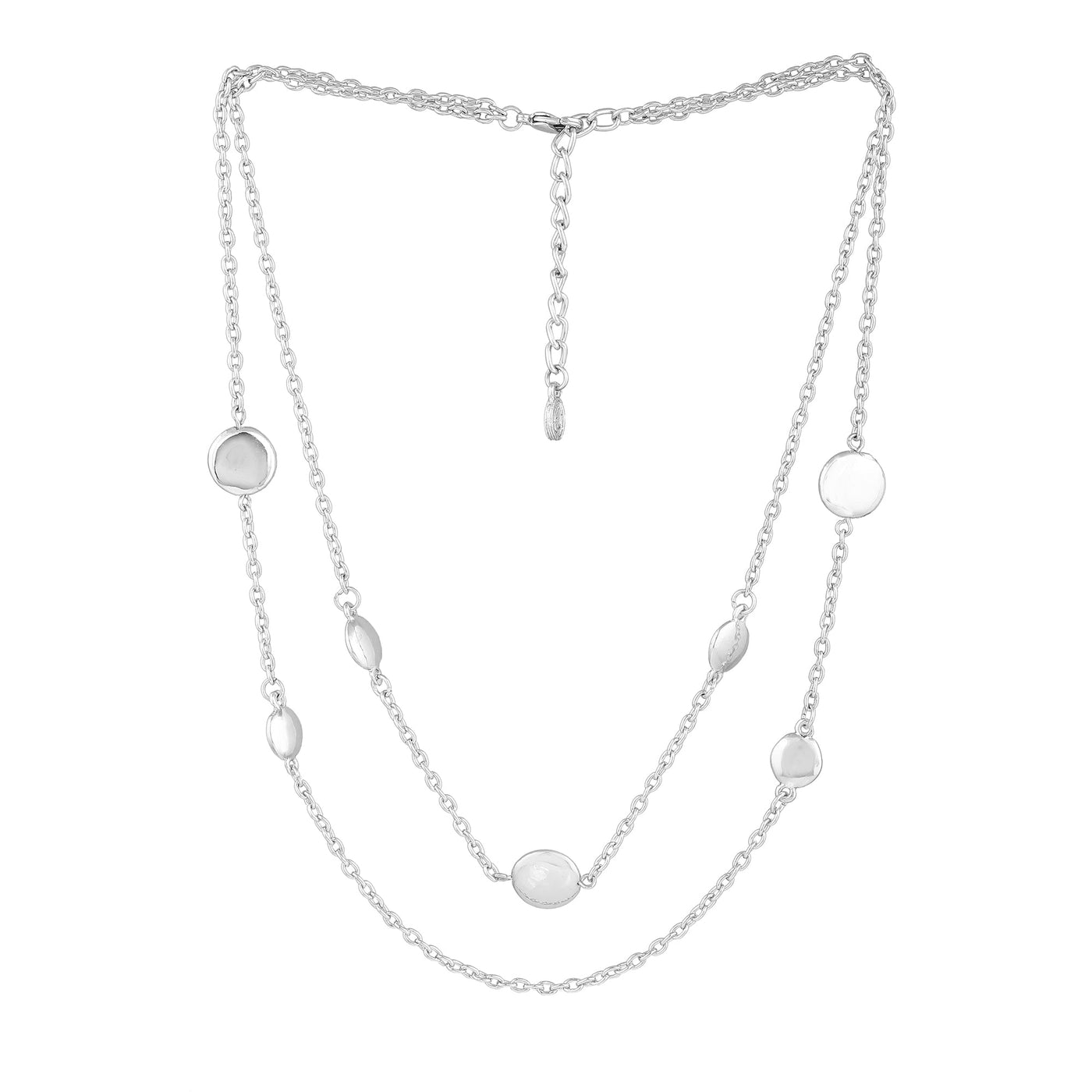 Estele Rhodium Plated Coin Designer Layered Necklace Set for Women