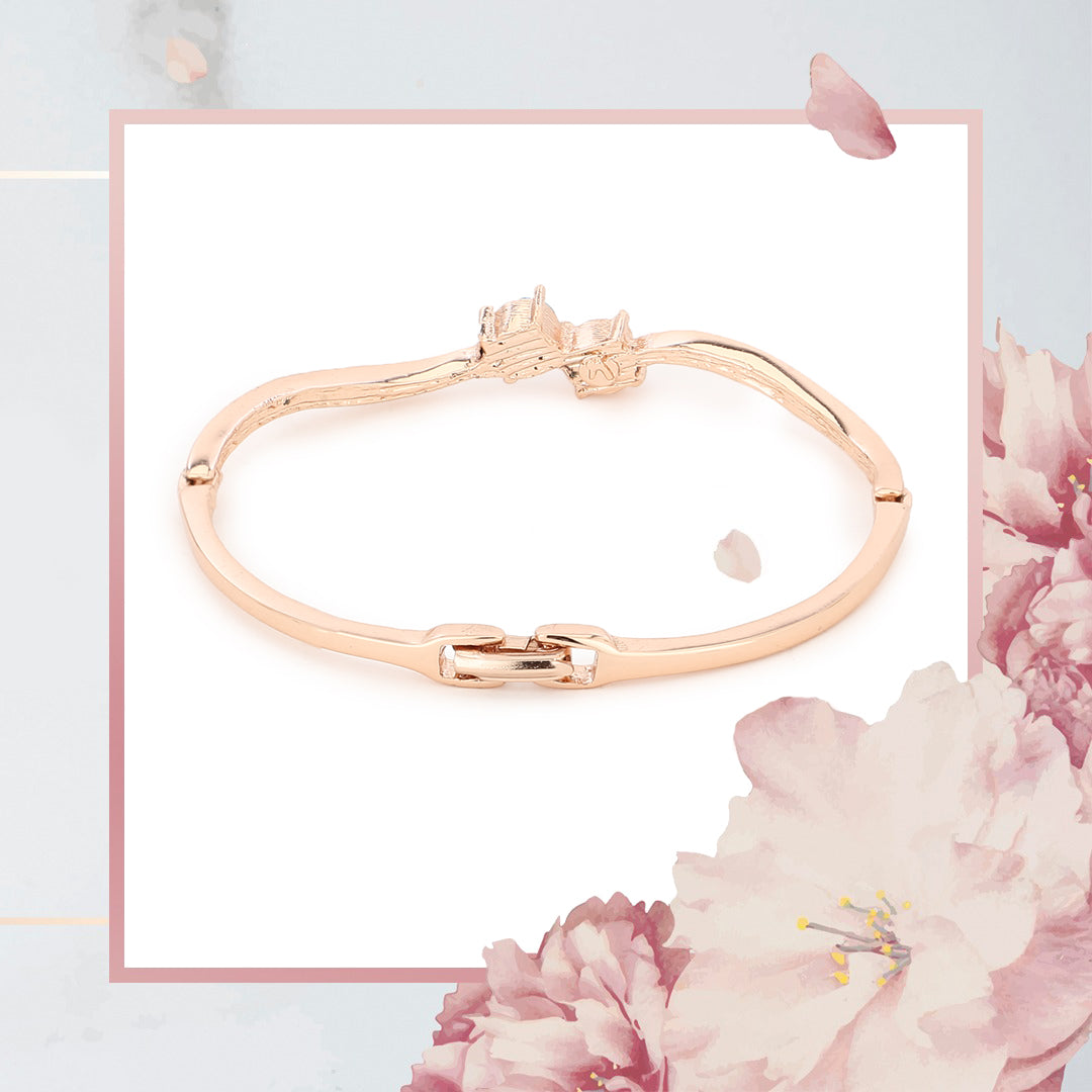 Estele Rose Gold Swarovski Austrian Crystal Adjustable Bracelet For Girls & Women
