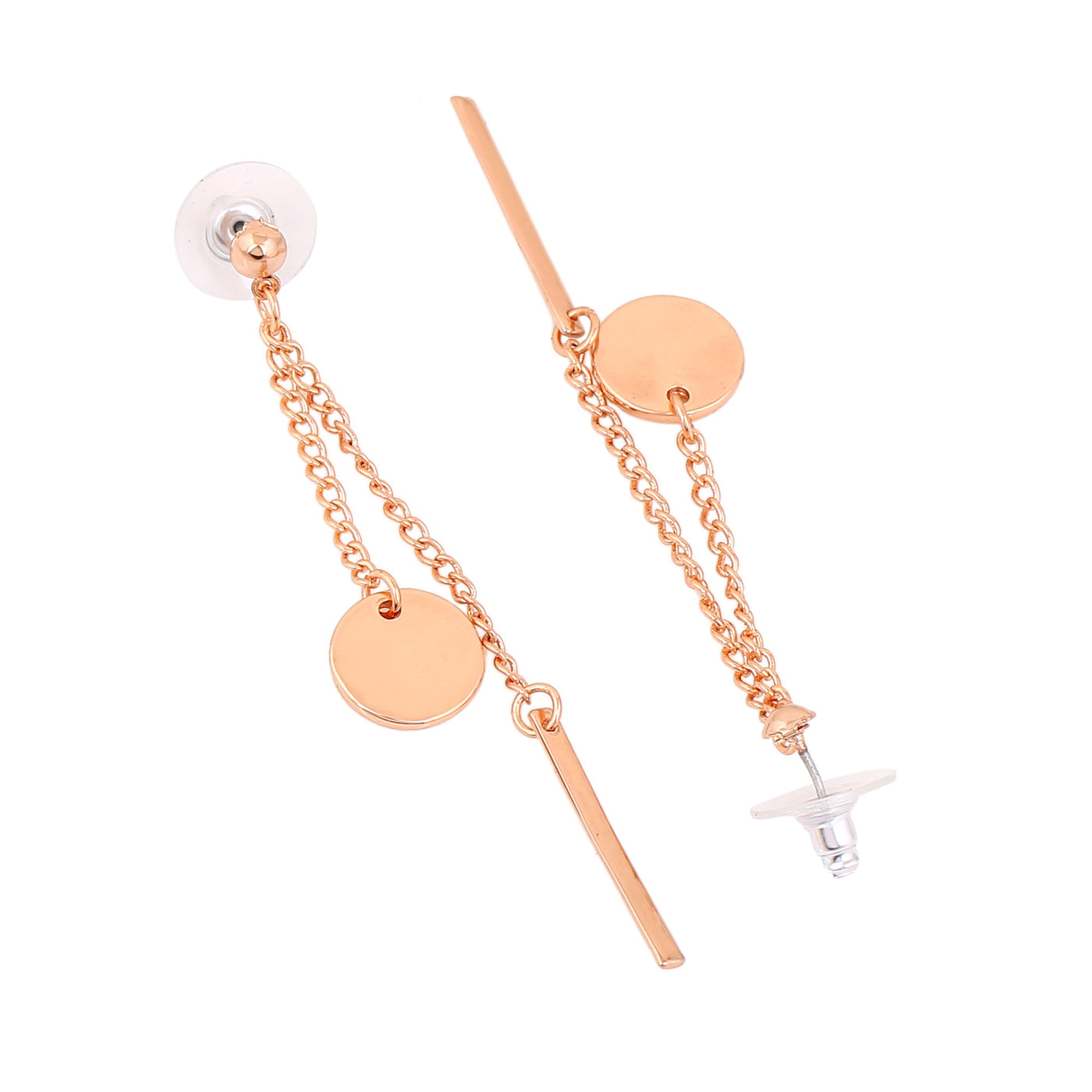 Estele Rose Gold Plated Layer Designer Necklace with Earrings for Girls and Women