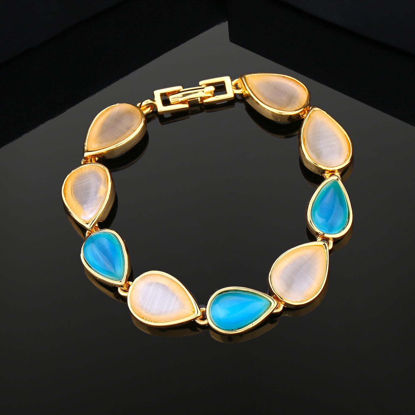 Estele Gold Plated Pear Designer Bracelet for Women