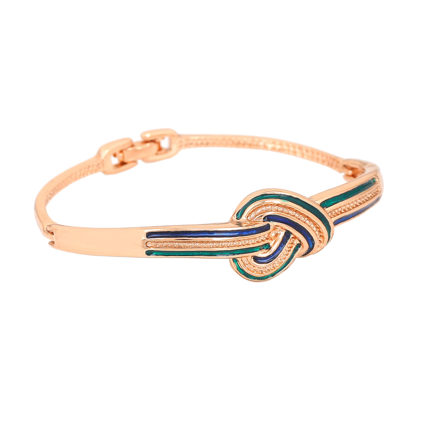 Estele Rose Gold Plated Knot Designer Enamel Bracelet for Women