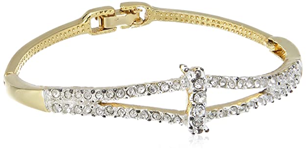 Estele  Gold Plated Amethyst Block Bridge Cuff Bracelet for women