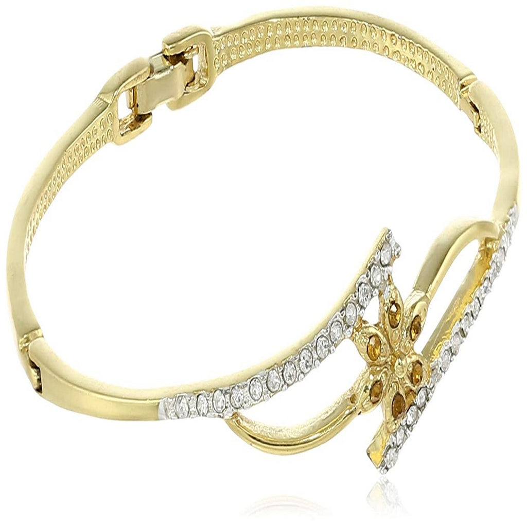 Estele Gold Plated Wave 6 Stone Flower bracelets for women