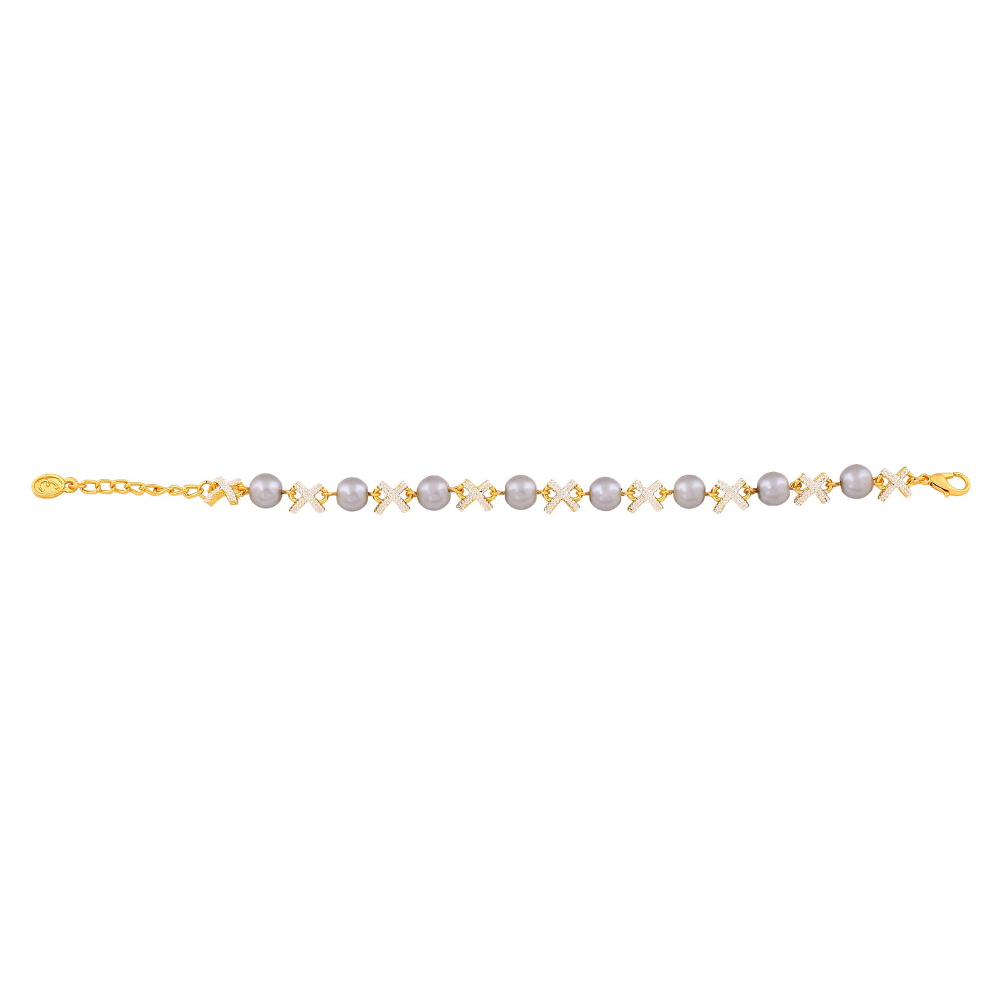 Estele Gold Plated Sparkling Designer Bracelet with Pearl for Women