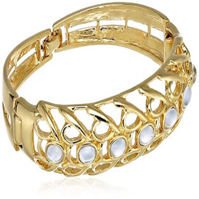 Estele  Gold Plated Kundan Cuff Bracelet for Women