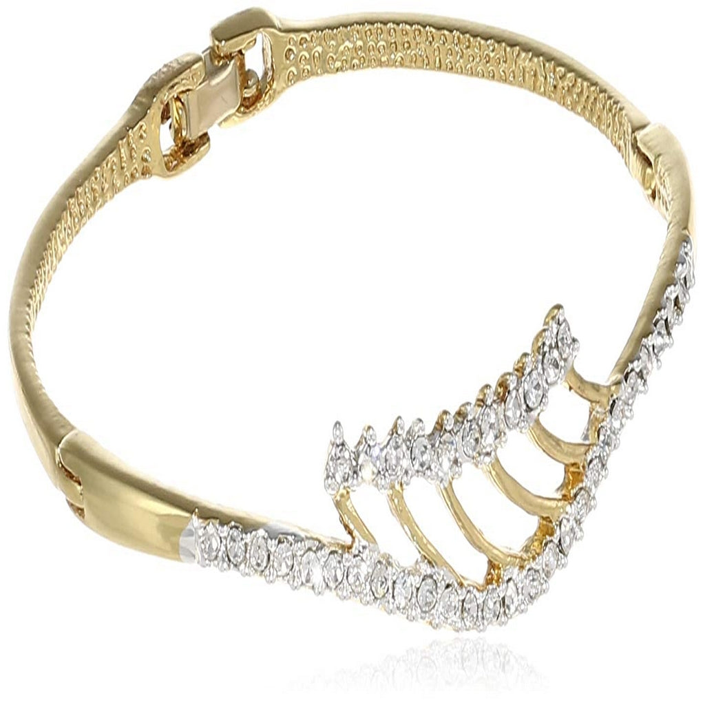 Estele 24 Kt Gold and Silver Plated Reef Crystal Cuff Bracelet for women