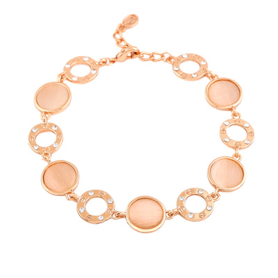Estele Rose Gold Plated Circular Designer Bracelet with Crystals for Women
