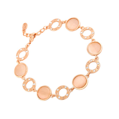 Estele Rose Gold Plated Circular Designer Bracelet with Crystals for Women