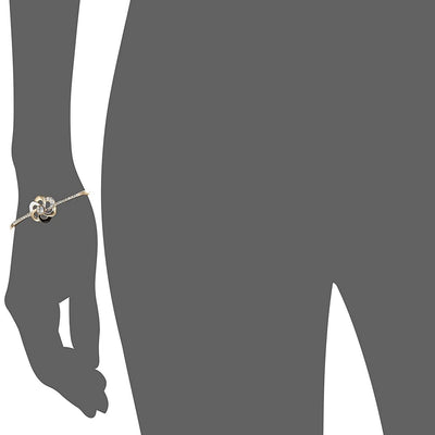 Estele Rose Gold Plated Black and White Enamel Petal Flower Cuff Bracelet for women