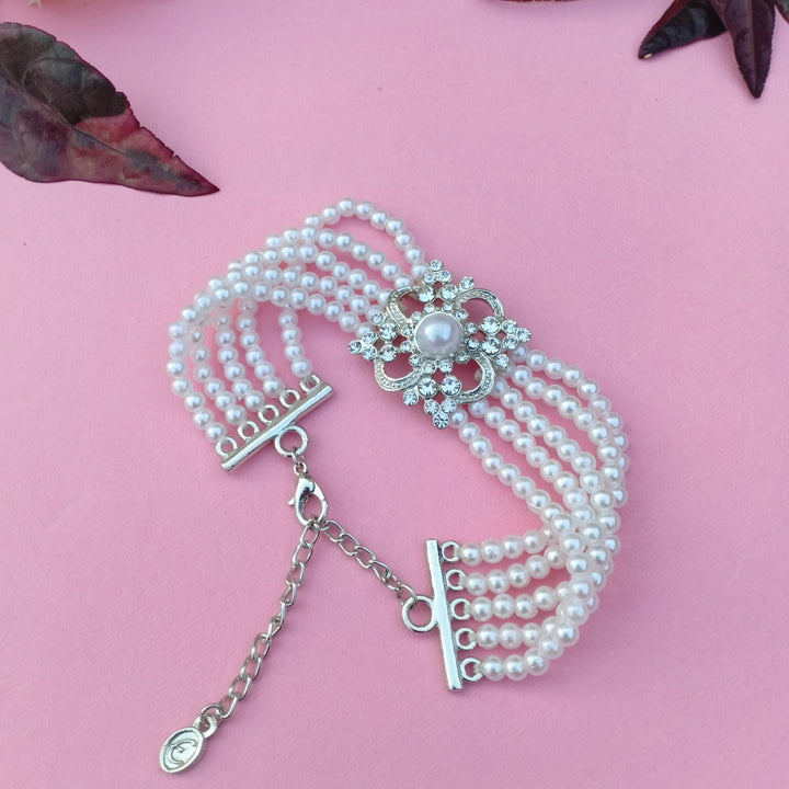 White Flux Pearl Charm Bracelet