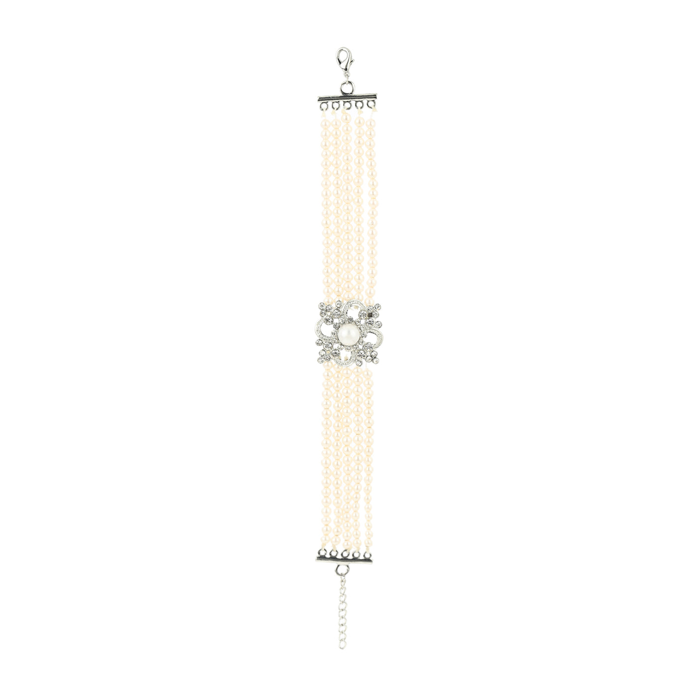 White Flux Pearl Charm Bracelet