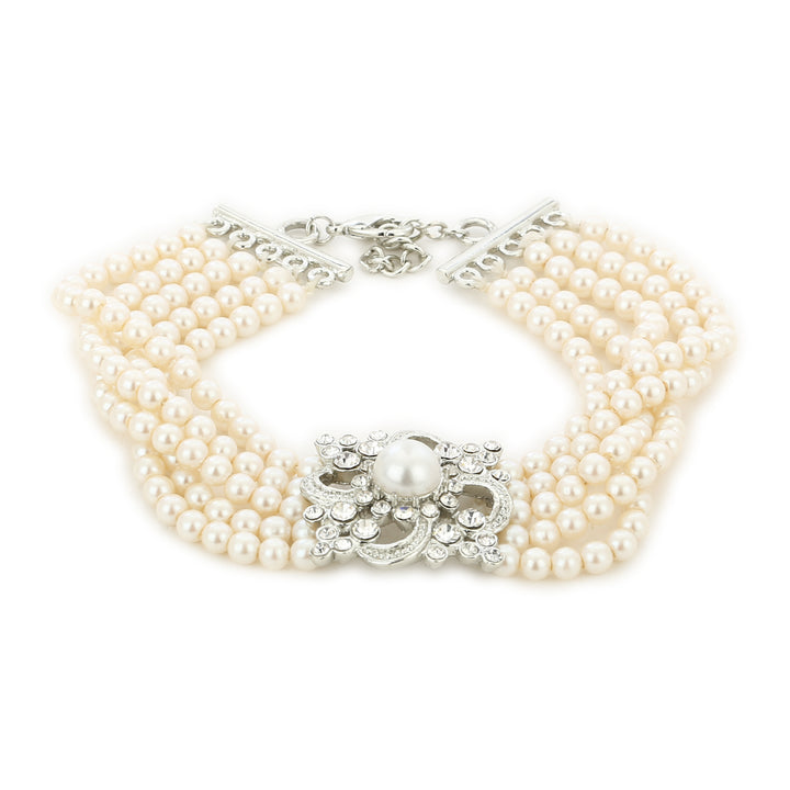 White Flux Pearl Charm Bracelet