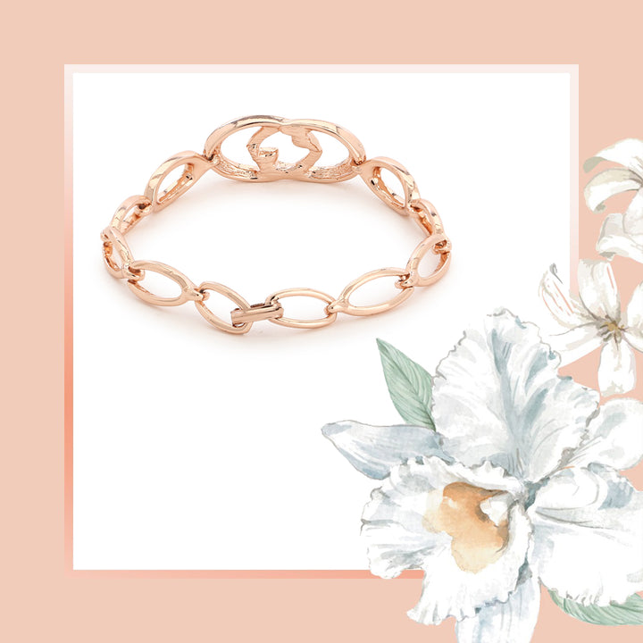 Estele Rose Gold Black And White Enamel Bracelet for women