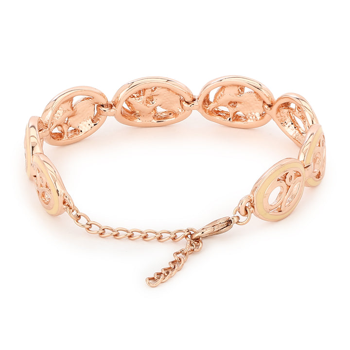 Estele rose gold plated Pink And White Stone Bracelet for women