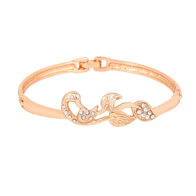 Estele Rose Gold Plated Peacock Designer Bracelet with Crystals for Women