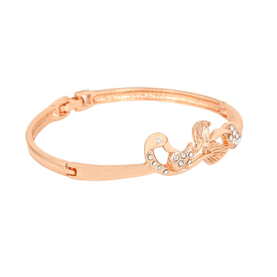 Estele Rose Gold Plated Peacock Designer Bracelet with Crystals for Women