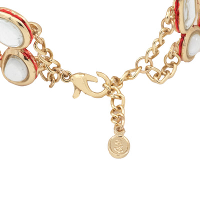 Traditional Gold Tone Kundan Double line Wrap bracelet (adjustable)