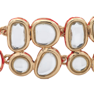 Traditional Gold Tone Kundan Double line Wrap bracelet (adjustable)