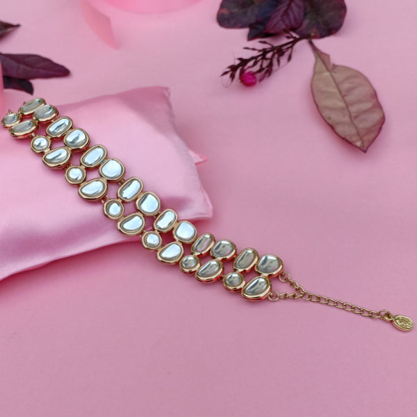 Traditional Gold Tone Kundan Double line Wrap bracelet (adjustable)