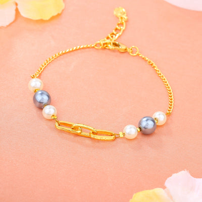 Estele Gold Plated Classic Pearl Bracelet for Women