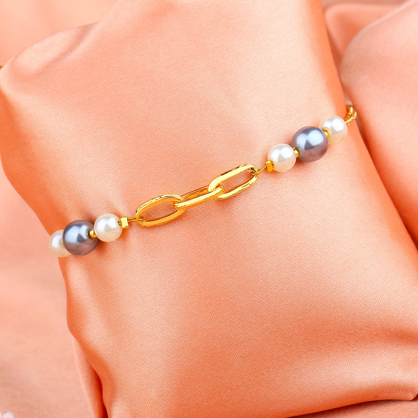 Estele Gold Plated Classic Pearl Bracelet for Women