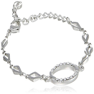 Estele Rhodium Plated Opal Chain Bracelet for women