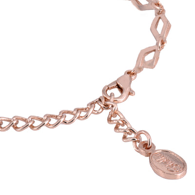 Estele Rose Gold Plated Textured Coin Halo Chain Bracelet for women