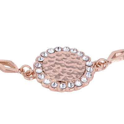 Estele Rose Gold Plated Textured Coin Halo Chain Bracelet for women