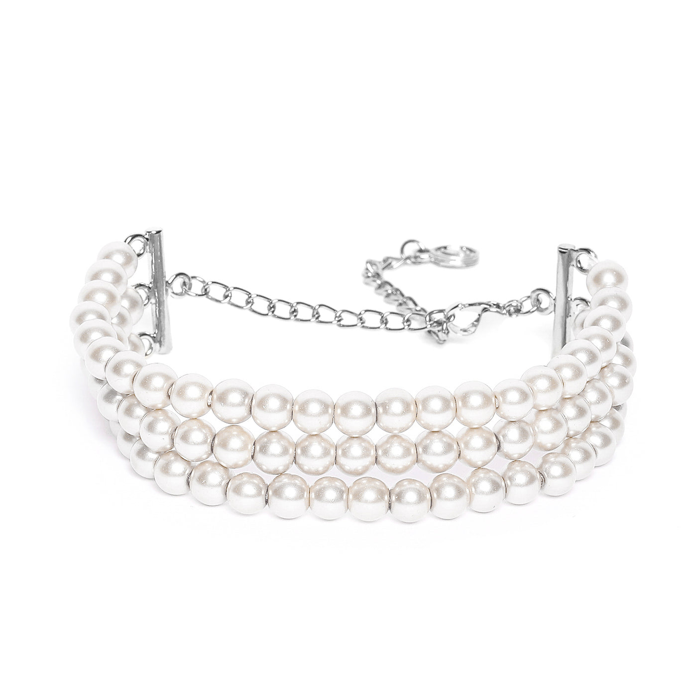 Estele - Grey Pearl Three Line Bracelet