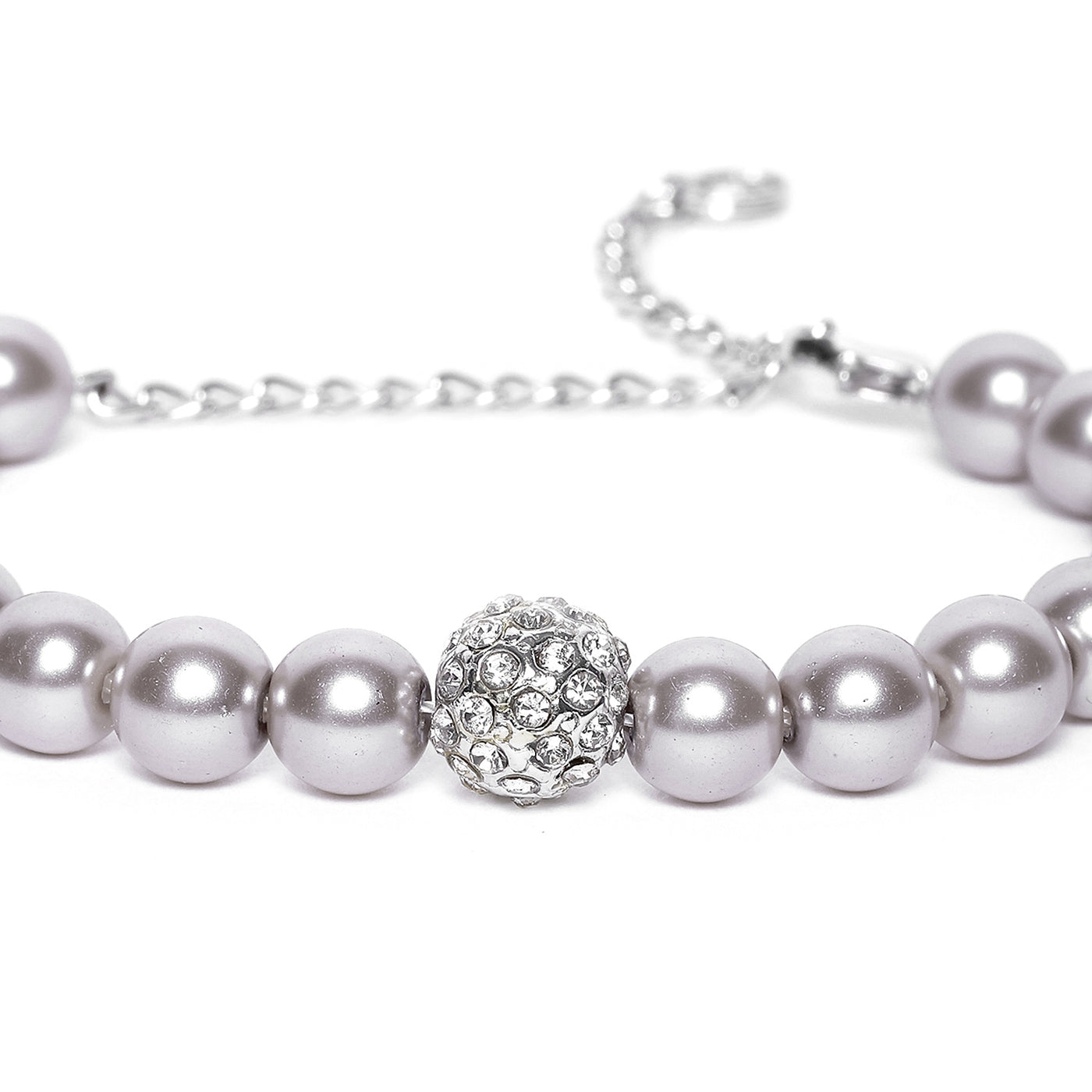 Estele - Fancy Purple Pearl Single line Bracelet with Crystal Balls