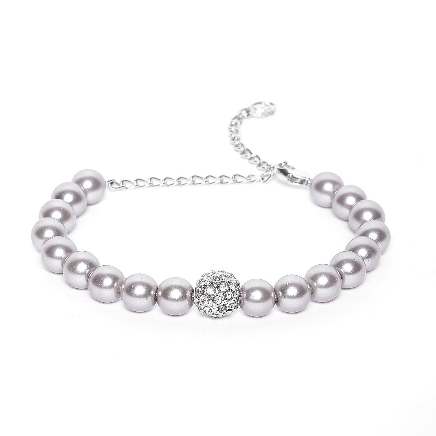 Estele - Fancy Purple Pearl Single line Bracelet with Crystal Balls