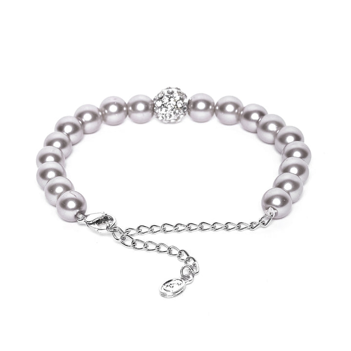 Estele - Fancy Purple Pearl Single line Bracelet with Crystal Balls