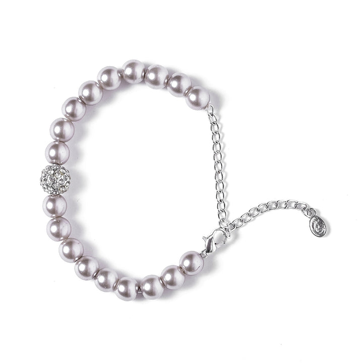 Estele - Fancy Purple Pearl Single line Bracelet with Crystal Balls