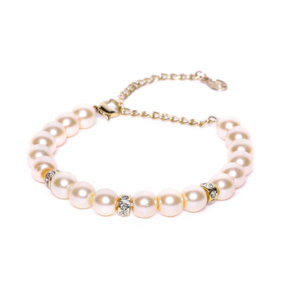 Estele - Fancy Cream Pearl Single line Bracelet with Crystal Balls