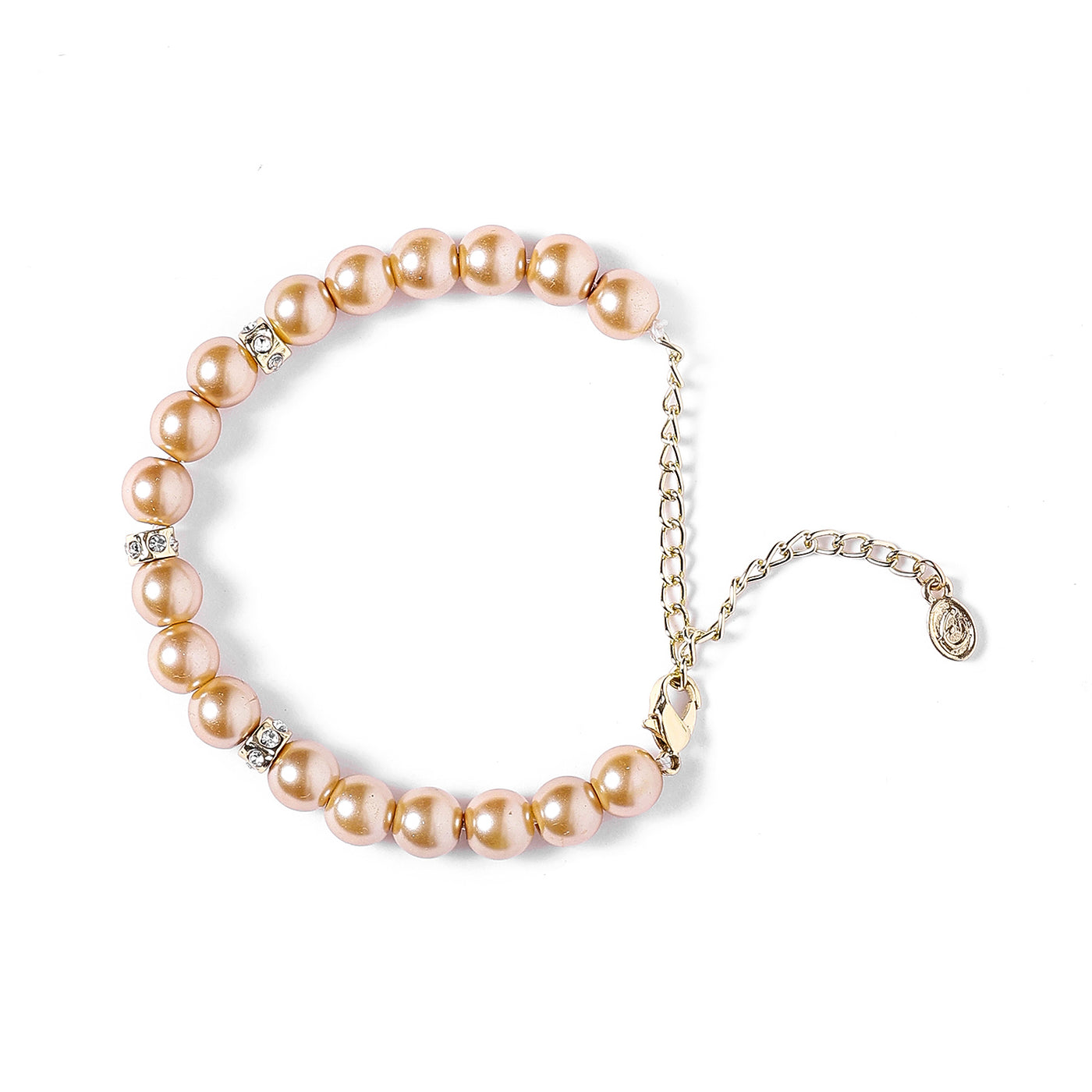 Estele - Fancy Gold Pearl Single line Bracelet with Crystal Balls