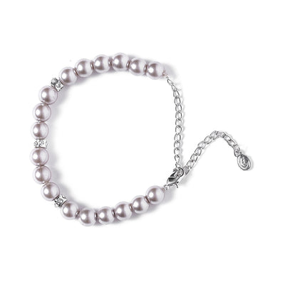 Estele - Fancy Grey Pearl Single line Bracelet with Crystal Balls