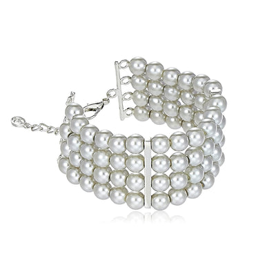 Estele - Grey Pearl Four Line Bracelet