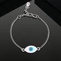 Estele Rhodium Plated Spiritual Evil Eye White & Blue Enamel Charm Bracelet