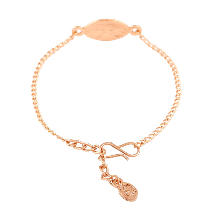 Estele Rose Gold Plated Auspicious Navy Blue Enamel Evil Eye Charm Bracelet