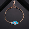 Estele Rose Gold Plated Turquoise Blue Evil Eye Pink Enamel Charm Bracelet