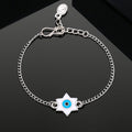 Estele Rhodium Plated Exquisite Star Shape Evil Eye White Enamel Charm Bracelet