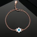 Estele Rose Gold Plated Exquisite Star Shape Evil Eye with White Enamel Charm Bracelet