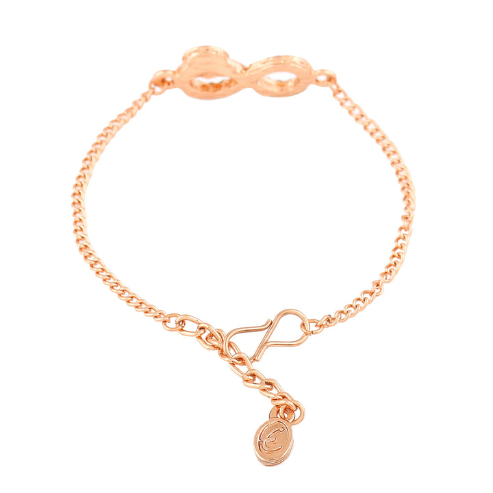 Estele Rose Gold Plated Austrian Crystals Navy Blue Evil Eye Infinity Charm Bracelet