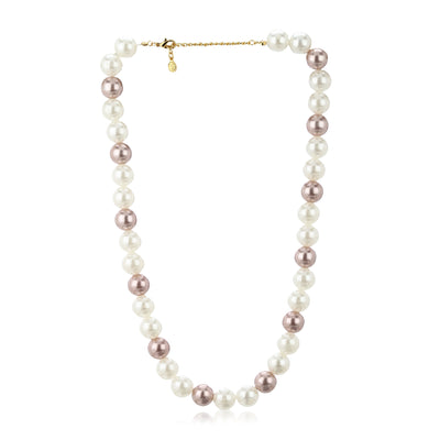 White and Pink Colour Pearl Necklace