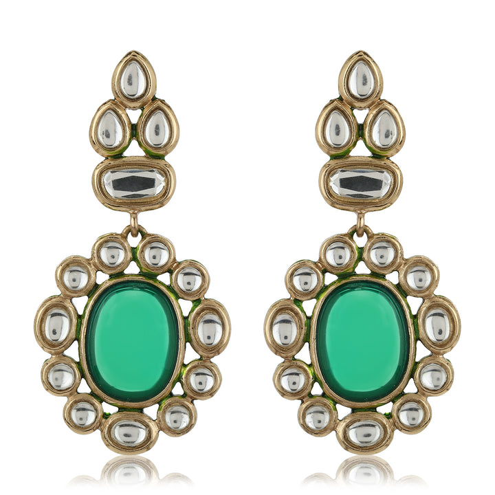 Estele Stunning Emerald and Kundan Choker Set with Pearls for Women