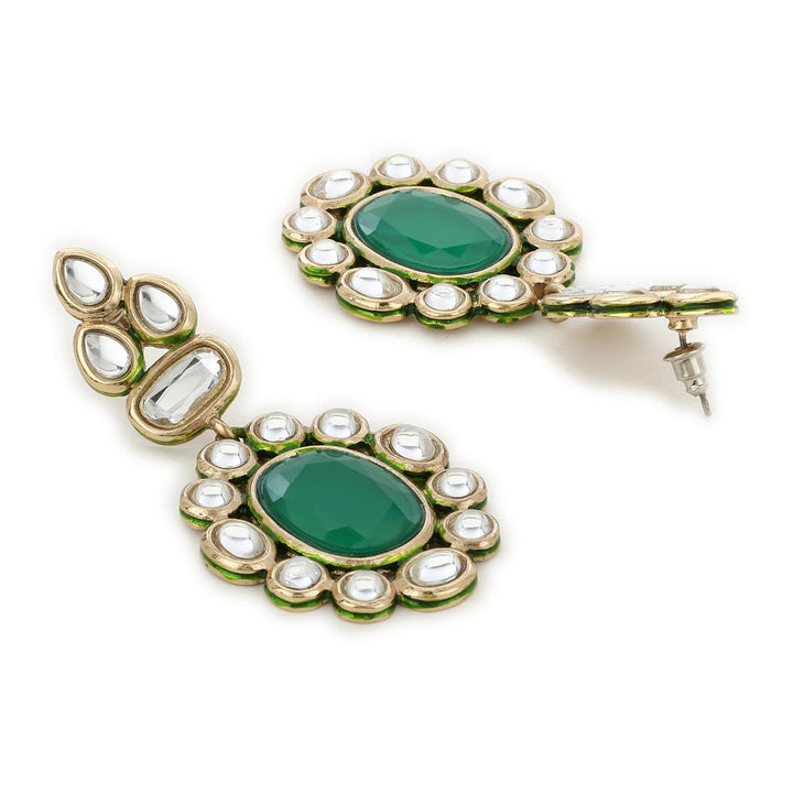 Estele Stunning Emerald and Kundan Choker Set with Pearls for Women