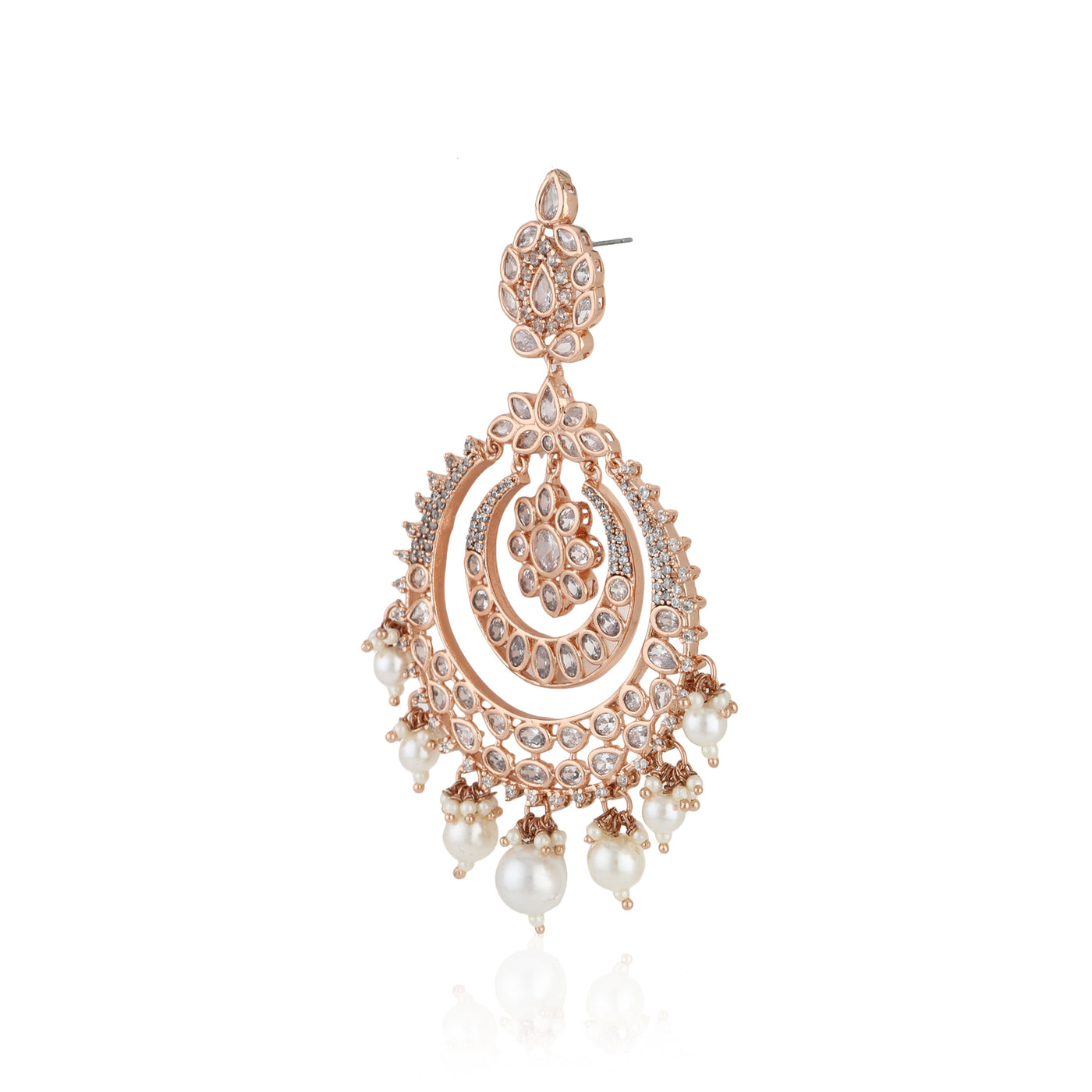 Estele Rose Gold Plated CZ MAHARANI CHANDBALIS Earrings for Women