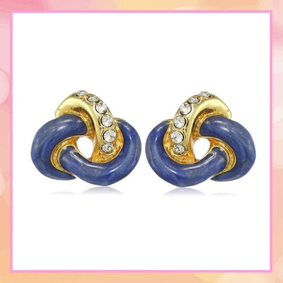 Estele Blue colour interlocked fancy earrings for women