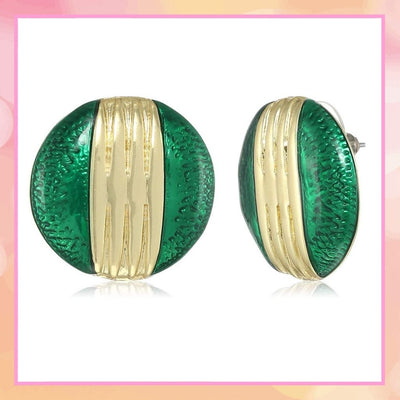 Estele  Gold Plated Green fancy stud earring for women